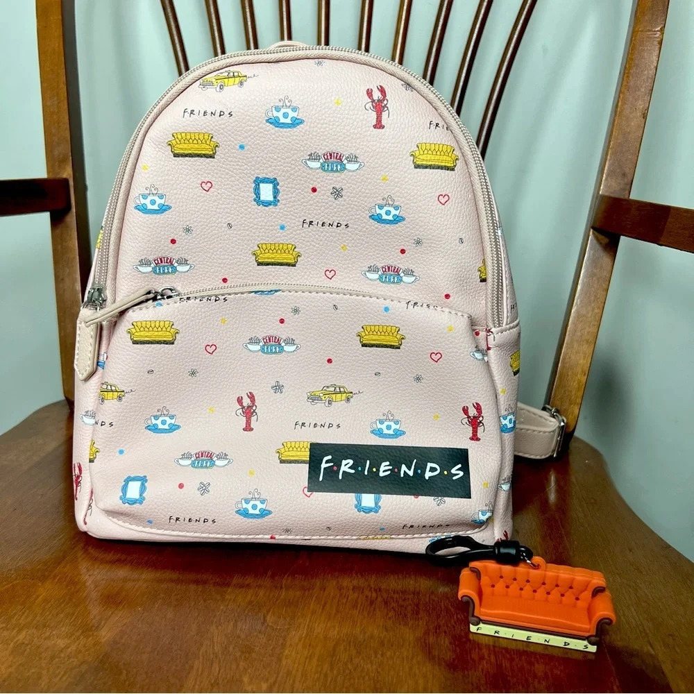 Danielle Nicole Friends mini Backpack Purse Light Pink Friends + Keychain Sofa